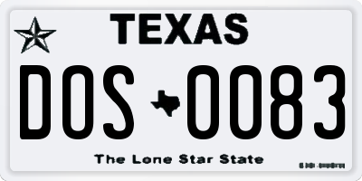 TX license plate DOS0083