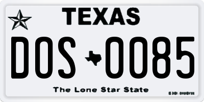 TX license plate DOS0085