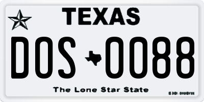 TX license plate DOS0088