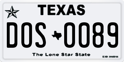 TX license plate DOS0089