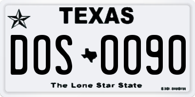TX license plate DOS0090