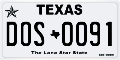 TX license plate DOS0091