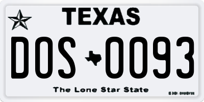 TX license plate DOS0093