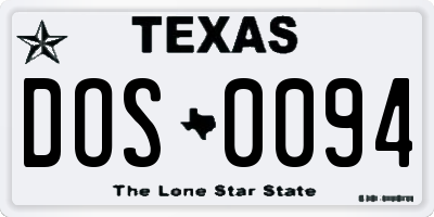 TX license plate DOS0094