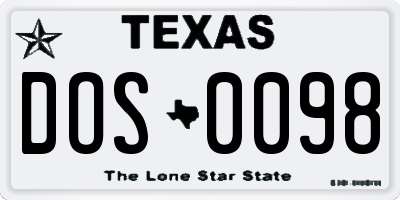 TX license plate DOS0098