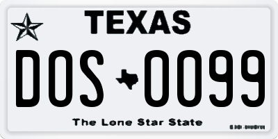 TX license plate DOS0099