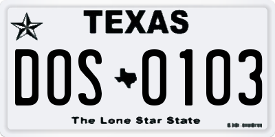 TX license plate DOS0103