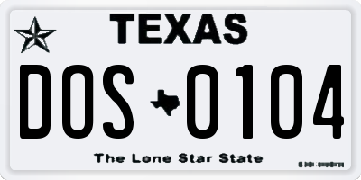 TX license plate DOS0104