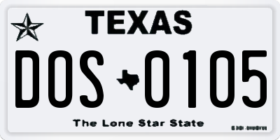 TX license plate DOS0105