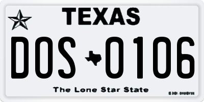 TX license plate DOS0106