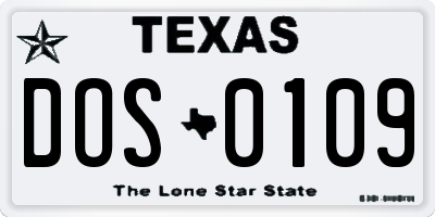 TX license plate DOS0109