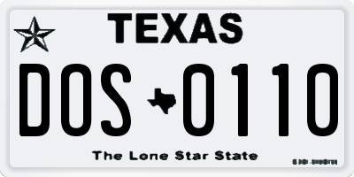 TX license plate DOS0110