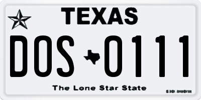 TX license plate DOS0111