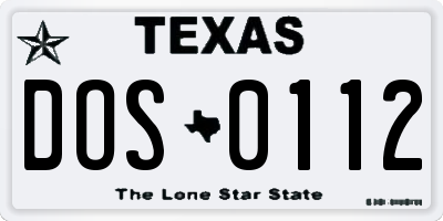 TX license plate DOS0112