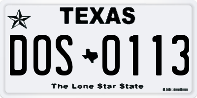 TX license plate DOS0113