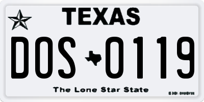 TX license plate DOS0119