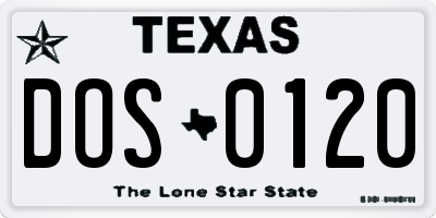 TX license plate DOS0120