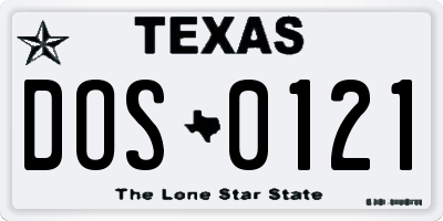 TX license plate DOS0121