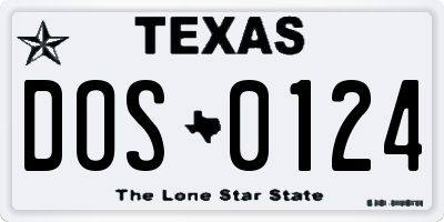 TX license plate DOS0124