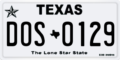 TX license plate DOS0129