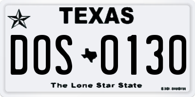 TX license plate DOS0130