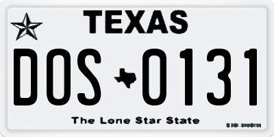 TX license plate DOS0131