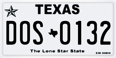 TX license plate DOS0132