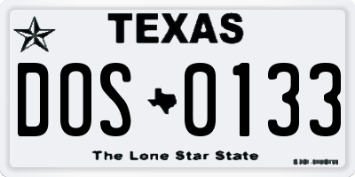 TX license plate DOS0133