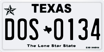 TX license plate DOS0134