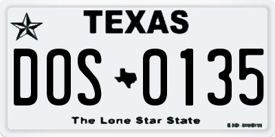 TX license plate DOS0135