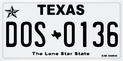 TX license plate DOS0136