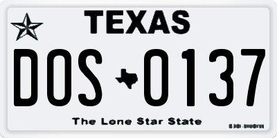 TX license plate DOS0137