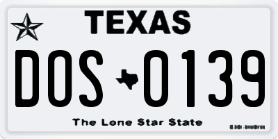 TX license plate DOS0139