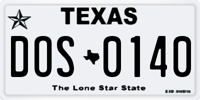 TX license plate DOS0140