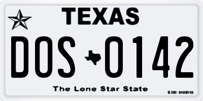 TX license plate DOS0142