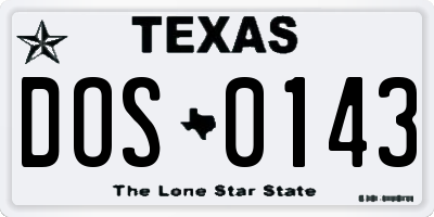 TX license plate DOS0143