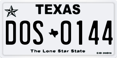 TX license plate DOS0144