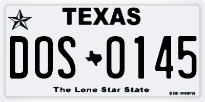 TX license plate DOS0145