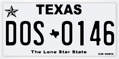 TX license plate DOS0146