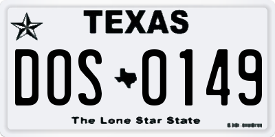 TX license plate DOS0149