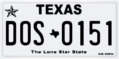TX license plate DOS0151