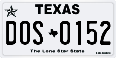 TX license plate DOS0152