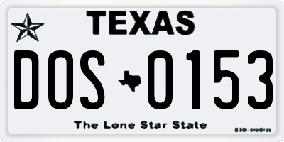 TX license plate DOS0153
