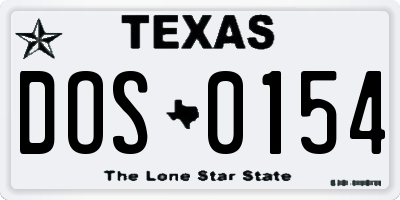 TX license plate DOS0154
