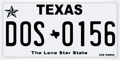 TX license plate DOS0156