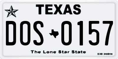 TX license plate DOS0157