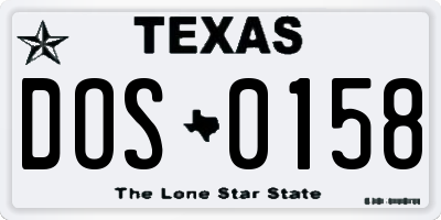 TX license plate DOS0158