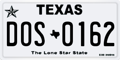 TX license plate DOS0162