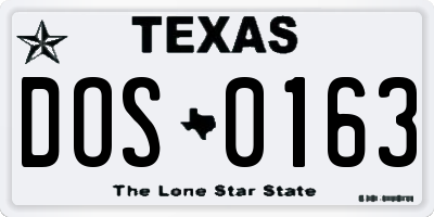 TX license plate DOS0163