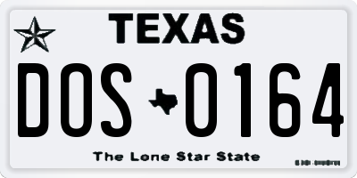TX license plate DOS0164
